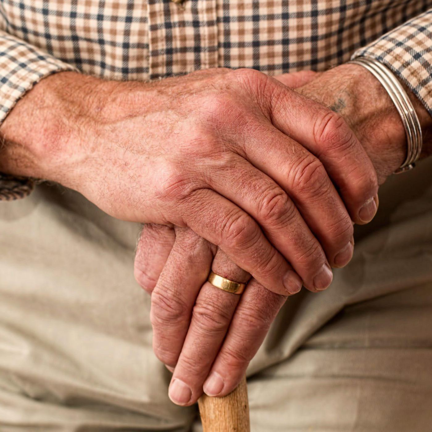 Hands Walking Stick Elderly Old Person